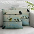 thumbnail image 3 of Awypu Vintage Wood Birds Throw Pillow Covers Colorful Line of Birds Cardinal Bird Robin Birds Pillowcase Home Decor Cushion Cover for Sofa Couch Bedroom 24x24in, 3 of 5