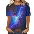 thumbnail image 5 of Save On Starry Sky Tunic Tops for Women Tie Dye Print Tee Shirts Round Neck Gradient T-Shirts Loose Short Sleeve Shirts T-Shirts Summer Casual Comfy Blouse 2025, 5 of 5
