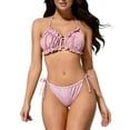 thumbnail image 1 of Trajes de Baño de Bikini de Mujer de Color Sólido Estilo Dividido con Correas Desmontable Sostén Acolchado Ocasional Verano Playa de Vacaciones, 1 of 6