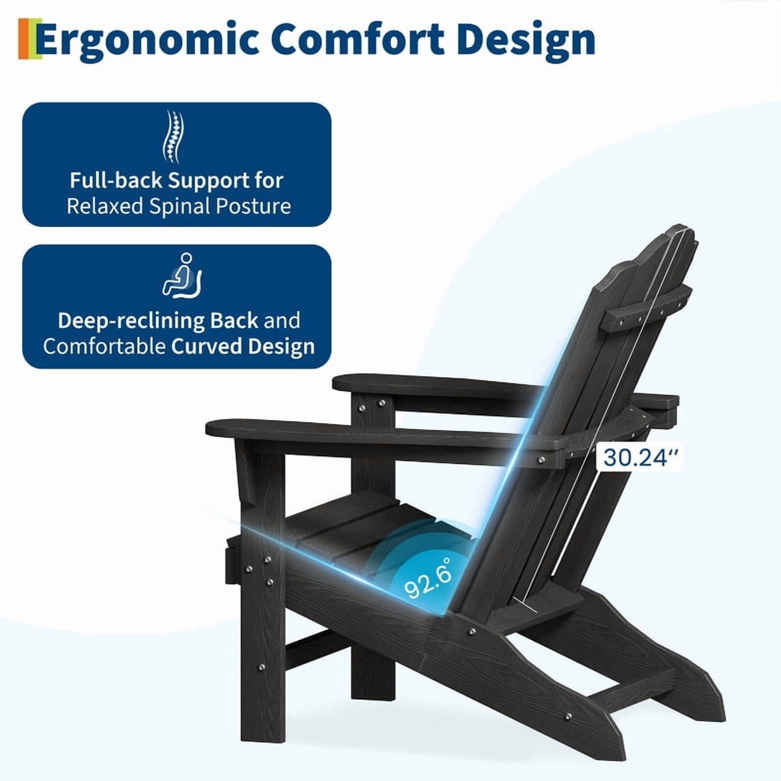 TROPOW Adirondack Chair for Patio, HDPE Outdoor Lawn Chair with Wood Texture for Garden Backyard Deck Poolside Use