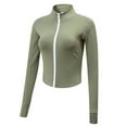 thumbnail image 4 of Mikilon Women's Zipper Slim Yoga Tops Solid Color Long Sleeve Sports Tops, 4 of 4