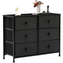 Duhome Elegant Lifestyle 6 Drawer Dresser, Black Fabric Dresser for Bedroom Chest of Drawers Storage Organizer with Metal Frame, Black