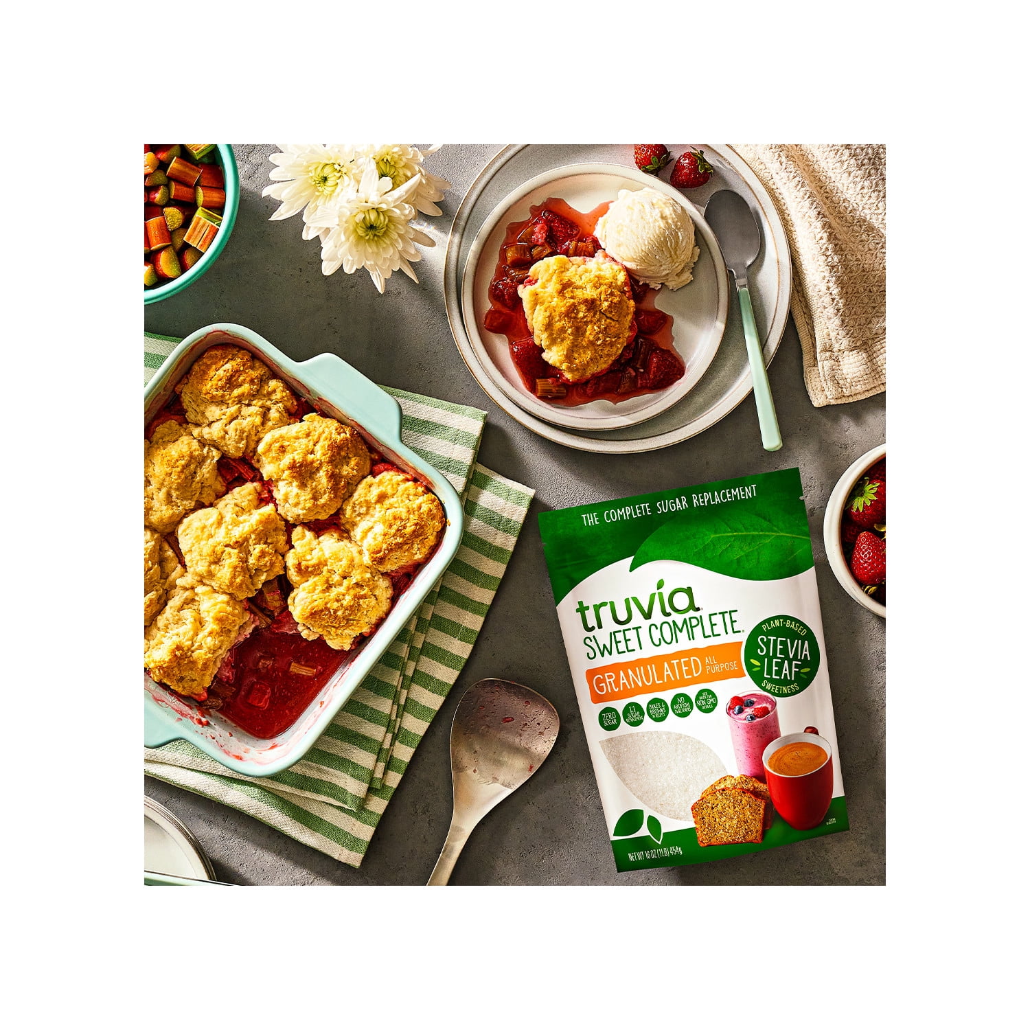 (4 pack) Truvia Sweet Complete Granulated Calorie-Free Sweetener from The Stevia Leaf, 16 oz