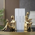 thumbnail image 4 of Black White Decorative Reading Bookends for Shelves Ceramic Home Decor Statues Creative Cartoon Character Crystal Bookends Book Ends Decorative, 4 of 5
