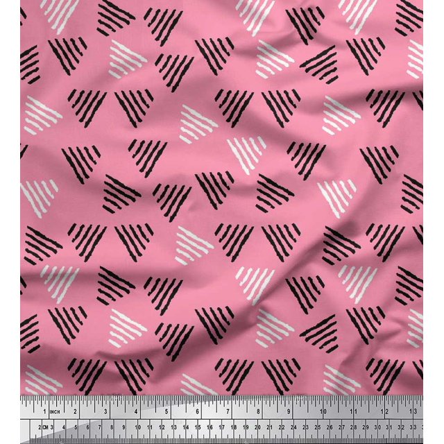 Soimoi Modal Satin Fabric Triangle Block Fabric Prints by Yard 42 Inch Wide