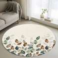 thumbnail image 2 of Teal Brown Botanical Round Area Rug 3 FT, Small Kitchen Bathroom Mat, Pastoral Fall Leaf Washable Indoor Outdoor Throw Runner Carpet Non-Shedding Doormat for Table Shower Sofa Entryway, 2 of 9