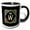 Black/White, variant on 3drose, Letter W- Image of Monogram with Crown and Blue Star- Not Metal Foil, 11oz Two-tone Black Mug