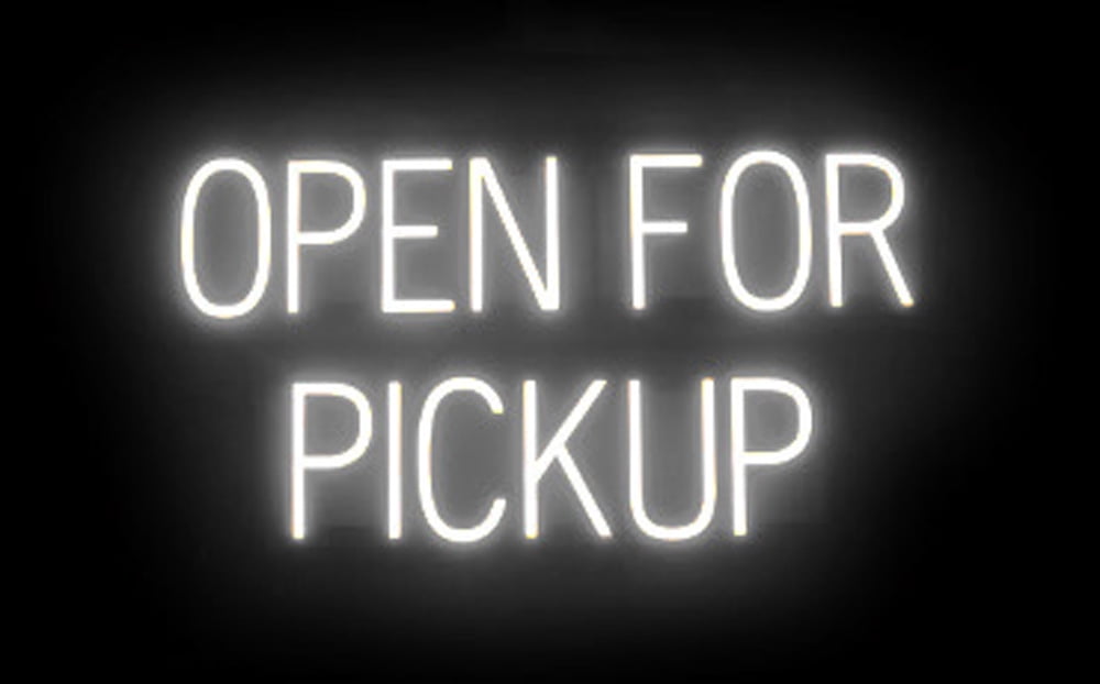 SpellBrite OPEN FOR PICKUP LED Sign for Business. 29.3" x 15.0" White OPEN FOR PICKUP Sign Has Neon Sign Look With Energy Efficient LED Light Source. Visible from 500+ Feet, 8 Animation Settings.