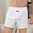thumbnail image 2 of khonts,Men's Cotton Boxer Briefs Soft Underwear Breathable Pajamas Shorts Elastic Waist Comfortable Loose Underpants White M, 2 of 4