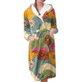 thumbnail image 1 of Women's Fleece Plush Robe Long Warm Plush Bathrobe Loungewear Jacket Printed Comfort Robe, 1 of 5
