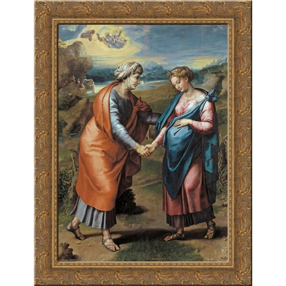 The Visitation 20x24 Gold Ornate Wood Framed Canvas Art by Raphael