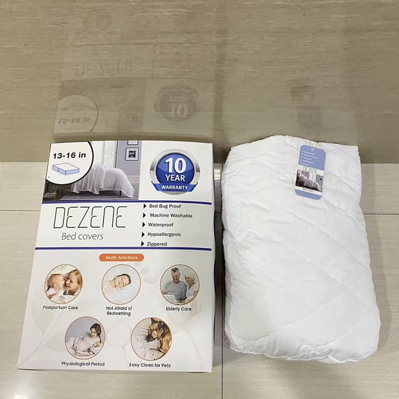 DEZENE Bed covers,King Size Waterproof Mattress Pad Protector, Breathable Quilted Mattress Cover Noiseless Waterproof Fitted Sheet Mattress Topper Upto 21" Deep Pocket, White