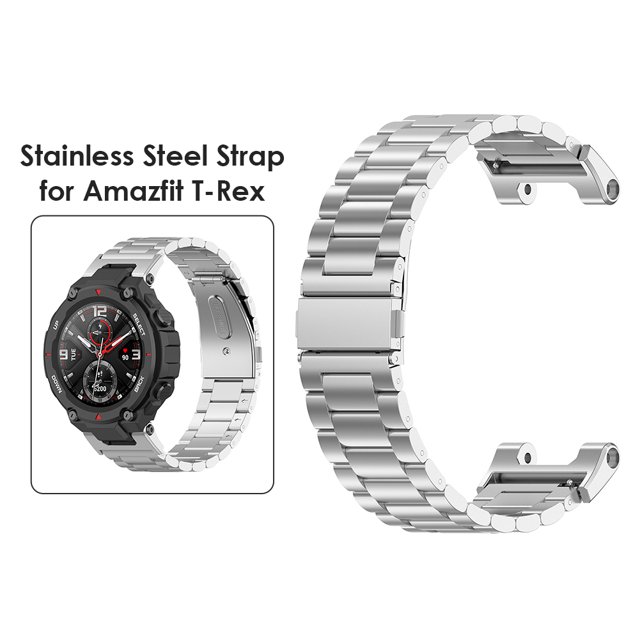 Correa de reloj de acero inoxidable para Amazfit T-Rex Pro/Amazfit T-Rex (Plata)