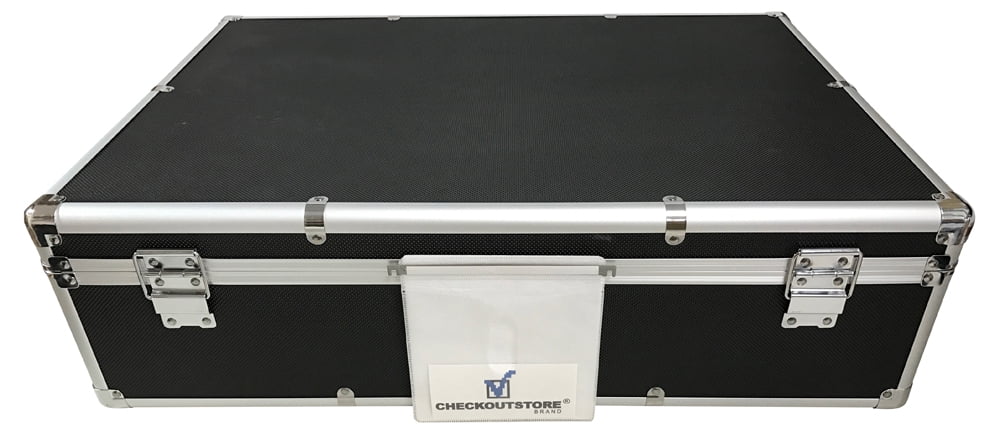 (1) CheckOutStore Aluminum CD/DVD Media Storage Box for Double-sided Plastic Sleeves, CD Jewel Cases & Poly CD Jewel Cases (Holds Up To 1,000 Discs) (Black)