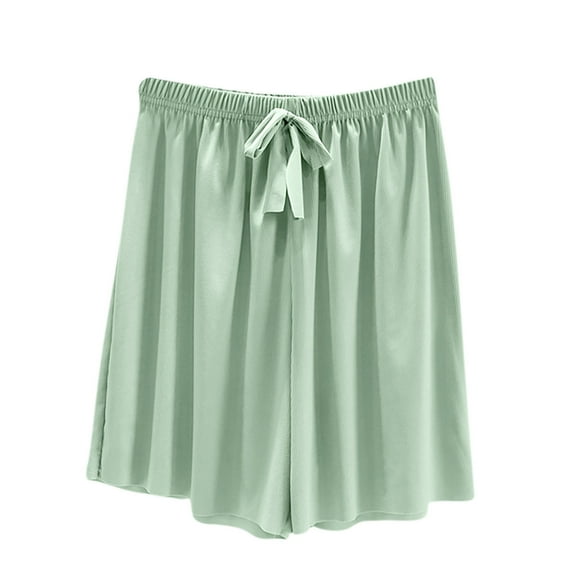 Kilaqueen Womens Wide Leg Pajama Shorts Cotton Stretchy Flowy Lounge Pants with Pockets Casual Elastic Drawstring Boxer Shorts Sleepwear