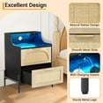 thumbnail image 5 of Set of 2 USB Charging End Table, 2-Drawer Rattan Nightstand with Charging Station, Adjustable Shelf, Small Space Bedside Table for Modern Bedroom, Black Oak, 5 of 9