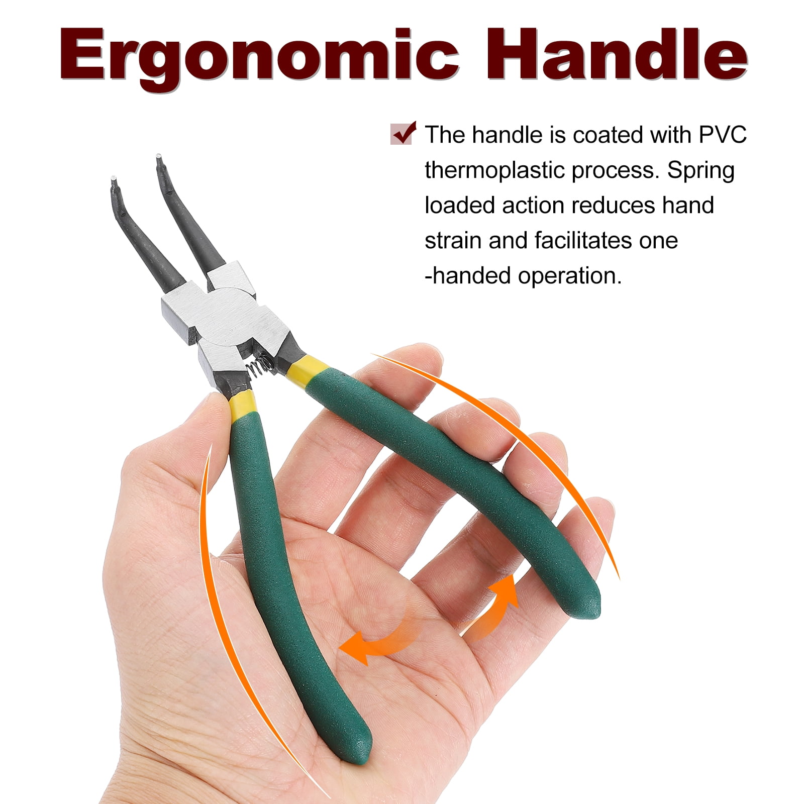 4pcs Snap Ring Plier Set 7" Internal & External Circlip Pliers with 0.08" Straight/Bent Jaw Tip with Case for Ring Remove Retaining Pliers, Green