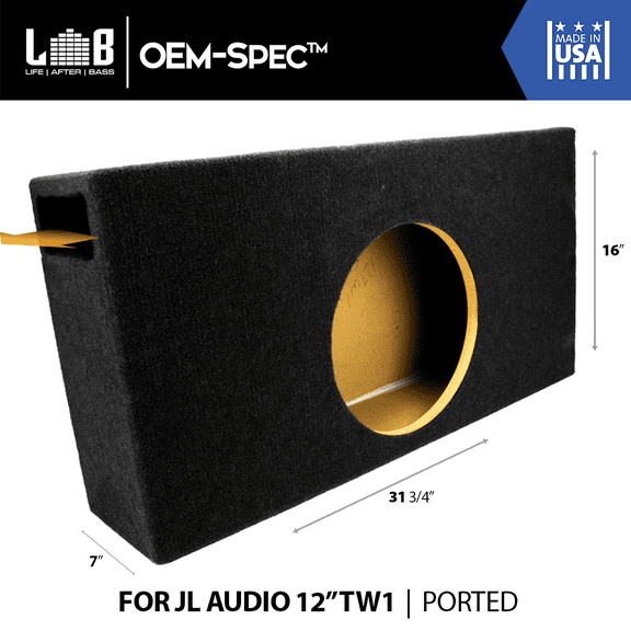 1.125 ft³ @ 34Hz Ported Enclosure Box for JL Audio 12" TW1 (12TW1) Car Subwoofer