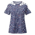 thumbnail image 5 of Blouses pour Femmes, Femmes Imprimé Manches Courtes Col Rond Pull Dentelle Hauts Chemises Blouse, 5 of 5