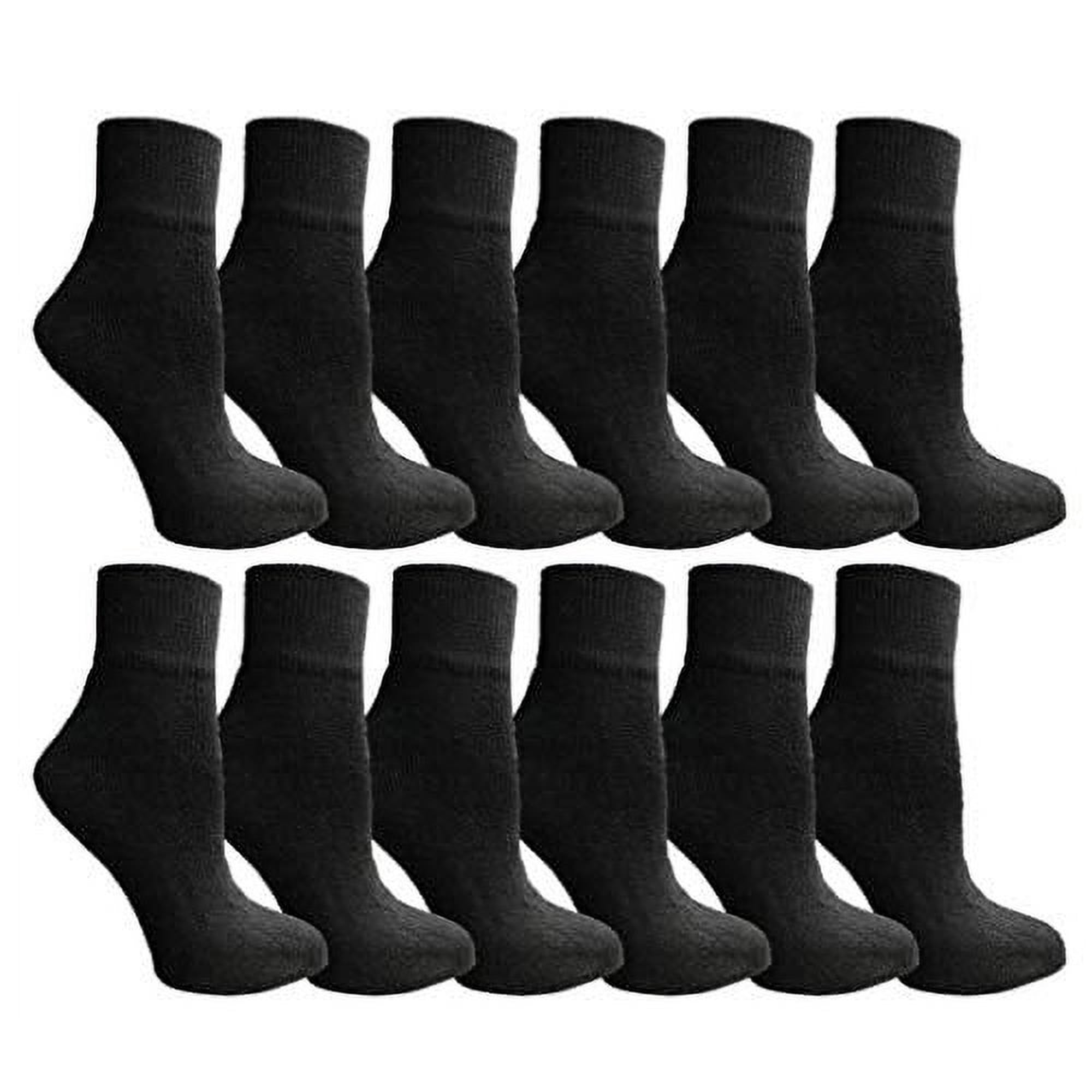 Yacht & Smith Diabetic Nephropathy Edema Socks, Cotton Crew, Ankle, Medical Sock (Black Ankle - 12 Pairs, 10-13)