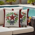 thumbnail image 4 of Christmas Red Birds Outdoor Waterproof Pillow Covers, Xmas Texas Star Wreath Red Plaid Decorative Square Throw Pillowcase Sofa Cushion Sham for Patio/Couch/Chair, 16"x16" 2 Pack, 4 of 8