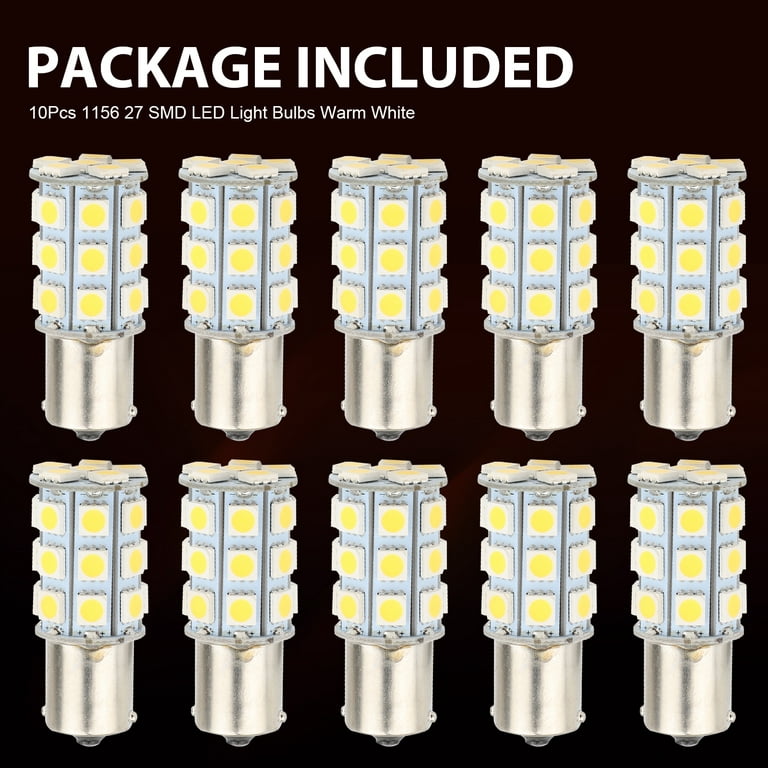 10pcs 1156 LED Bulb White, Lingsida 1156 BA15S 7506 1141 1003 1073 27SMD  300lm Marine RV Interior LED Light Bulbs, 4500K LED Light Bulb for 12V