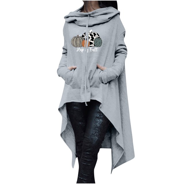 Hauts à Capuche pour Femmes Automne Citrouille Graphique Chandails en Molleton à Capuche Pulls Manches Longues avec Poche