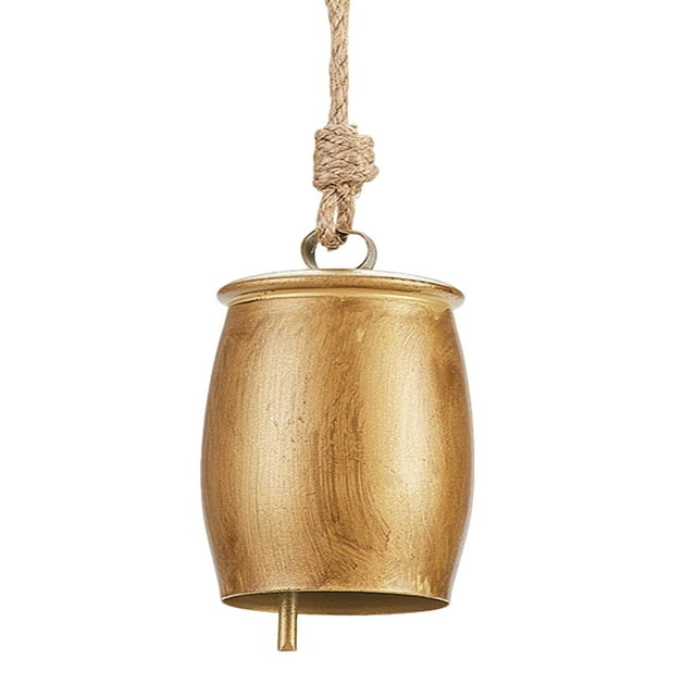 SPOORYYO Christmas Metal Cow Bells Decor - Rustic Hanging Bells for Home, Wall, Door, Tree - Iron Wind Chime with Rope - Festive Holiday Decoration