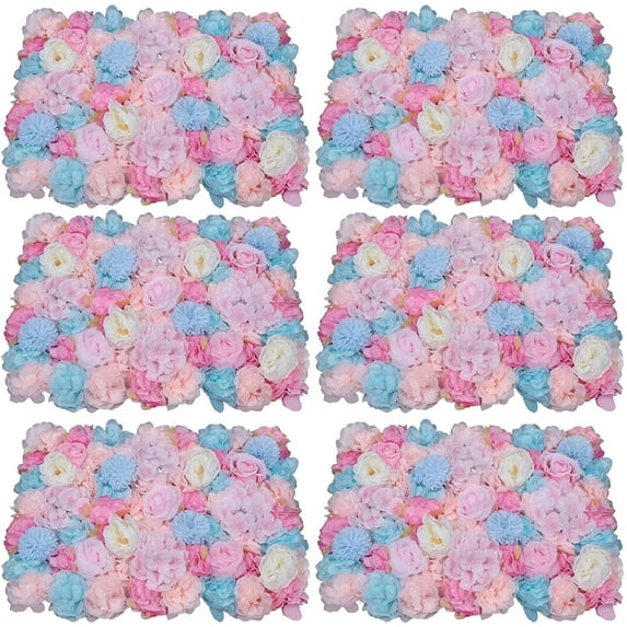 Miumaeov 6PCS Artificial Flower Wall, Flower Wall Silk Rose, Flower Wall Panel Used for Wedding, Rayon Flower Wall, Used for Party, Stage Background Decoration