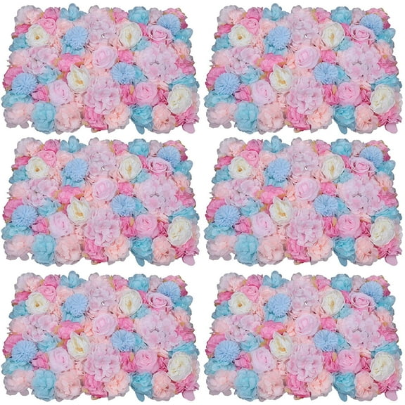 Miumaeov 6PCS Artificial Flower Wall, Flower Wall Silk Rose, Flower Wall Panel Used for Wedding, Rayon Flower Wall, Used for Party, Stage Background Decoration