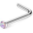 thumbnail image 5 of Briana Williams 18G Surgical Steel Opal Nose L-Shaped Rings Studs Ring Body Piercing Jewelry, 5 of 6