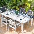 thumbnail image 2 of Blue Spring Botanical Table Cloths for 4 Foot Rectangle Tables, Weeping Eucalyptus Butterfly Patio Waterproof Elastic Fitted Tablecloths, Washable Rectangular Table Cover for Camping, 2 of 8