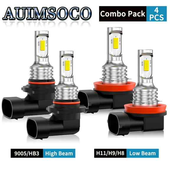 For Dodge Durango 2011 2012 20134Pcs 8000 Lumens White 6000k LED Headlights Bulbs, Hi-Lo Beam 9005 H11, Canbus No Error High Power Lamps, Plug-N-Play