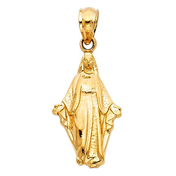 Precious Stars 14K Yellow Gold Virgen Milagrosa Pendant - No Chain, Pendant Only