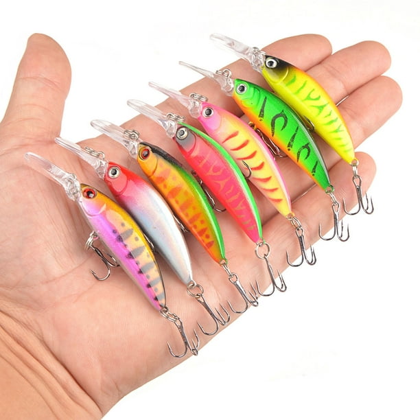 10pcs 7cm/5.7g Minnow Hard Fishing Lures Long Casting Fake Bait Fishing  Gears For Bass Salmon Pikes Trout