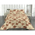 thumbnail image 2 of Ambesonne Falling Leaves Quilted Bedspread Set 3 Pcs, Romantic Leafy Art, King, Cream Pale Maroon, 2 of 4