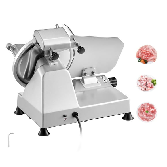KFFKFF Commercial Meat Slicer, 10 inch Electric Deli Food Slicer, 180W Meat Cutter with a Premium 65Mn Blade, 0-0.4 inch Adjustable Thickness, Food Slicer Machine