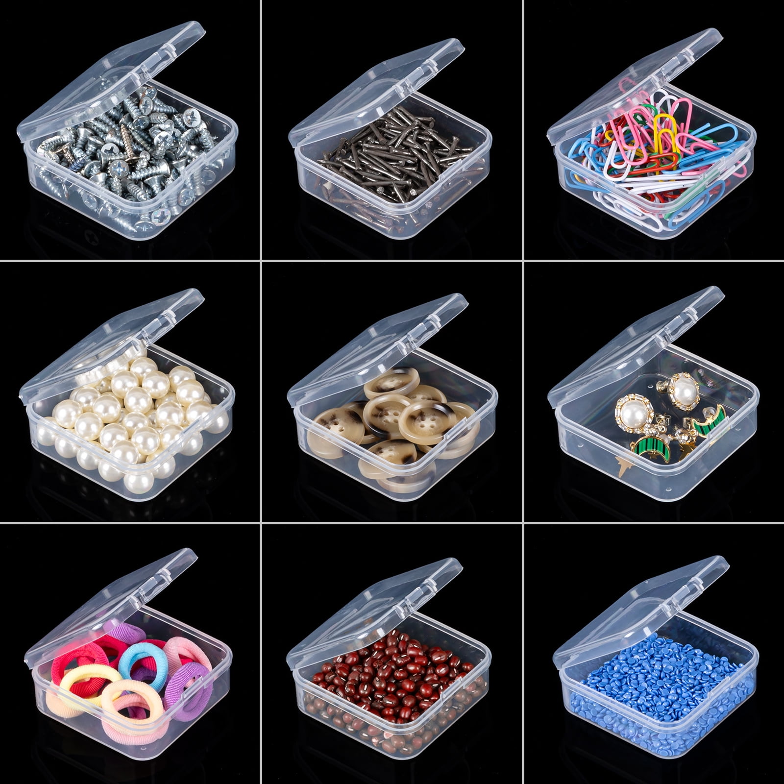 Bead Organizer Box, 30 Slots Bead Storage Containers, Mini Plastic Diamond Painting Accessory Storage Boxes with Hinged Lids for Rhinestones Beads Jewelry Seeds Crafts Small Items (2 Pack)