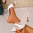 thumbnail image 5 of Xucatan Women's Pointed Toe Mule Heels, Crisscross Strap Patent Leather Pumps, Open Toe Slingback Dress Shoes, Versatile Summer Evening Party Footwear Gift, 5 of 6