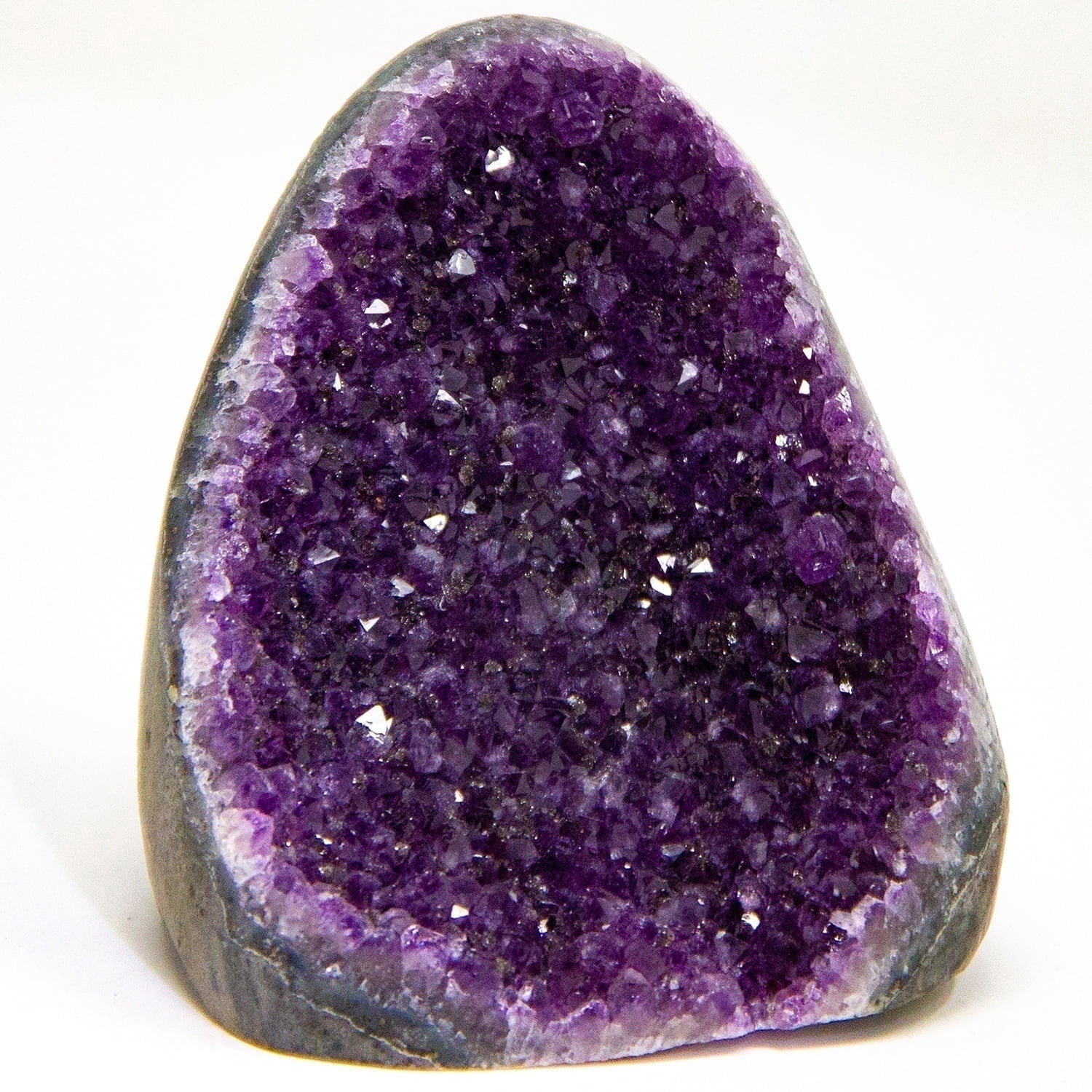 Extreme Rocks & Fossils Natural Amethyst Crystal Cluster Geode 2-2.5 lb, Deep Purple Raw Crystal from Uruguay with Polished Edges, Free 3" Selenite Wand