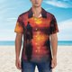 thumbnail image 2 of Balery Sunset River Western Cowboy Camisas hawaianas de manga corta para hombre, camisas playeras de corte holgado, camisas de vacaciones con botones,3X-Large, 2 of 7