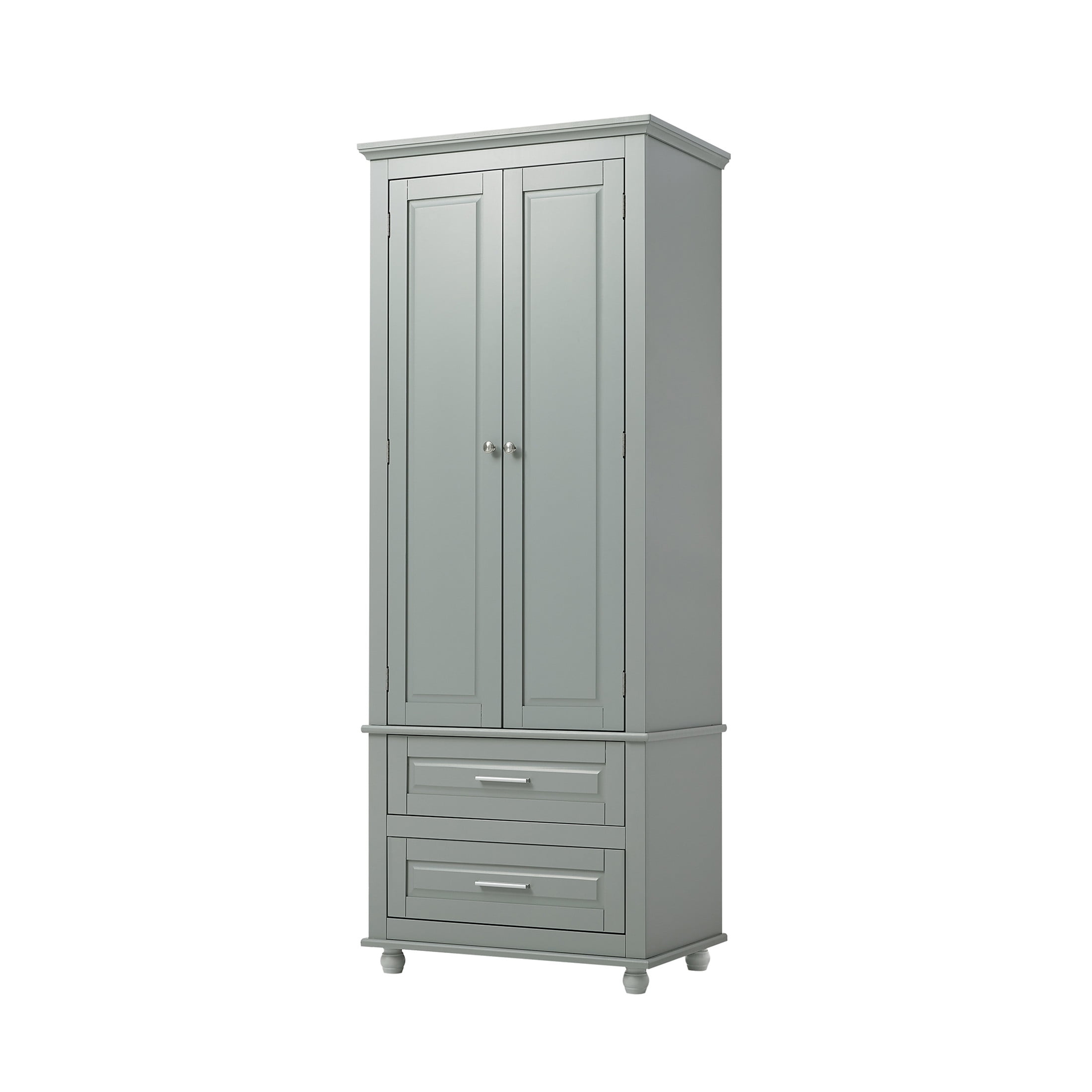 Torsi Modern Double Door Storage Cabinet with Drawers and Adjustable Shelves, Grey