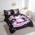 thumbnail image 3 of Manfei Girly Pink Axolotl Bedding Comforter Set 7-Piece, Kawaii Cartoon Sealife King Bedding Sets, Dreamy Glitter Stars Diamond Reversible Bed Sheets, Breathable Home Decor, 3 of 7
