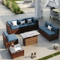 thumbnail image 7 of ELPOSUN 8 Pieces Patio Furniture Set with Fire Pit Table, Outdoor Furniture Sectional Rattan Sofa for Backyard Garden Navy, 7 of 7