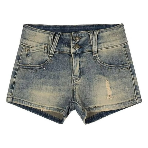 Hvot&aat Women Sexy Mini Jean Shorts Distressed Frayed Low Waist Denim Shorts Party Nightclub Hot Pants