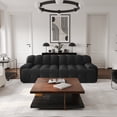 thumbnail image 3 of bokifol 86.6" 3D Textured Knit Fabric Sofa,3 Seater Modern Upholstered Mesh Fabric Lazy Floor Sofa for Modern Living Room,Office and Apartment(Black), 3 of 10