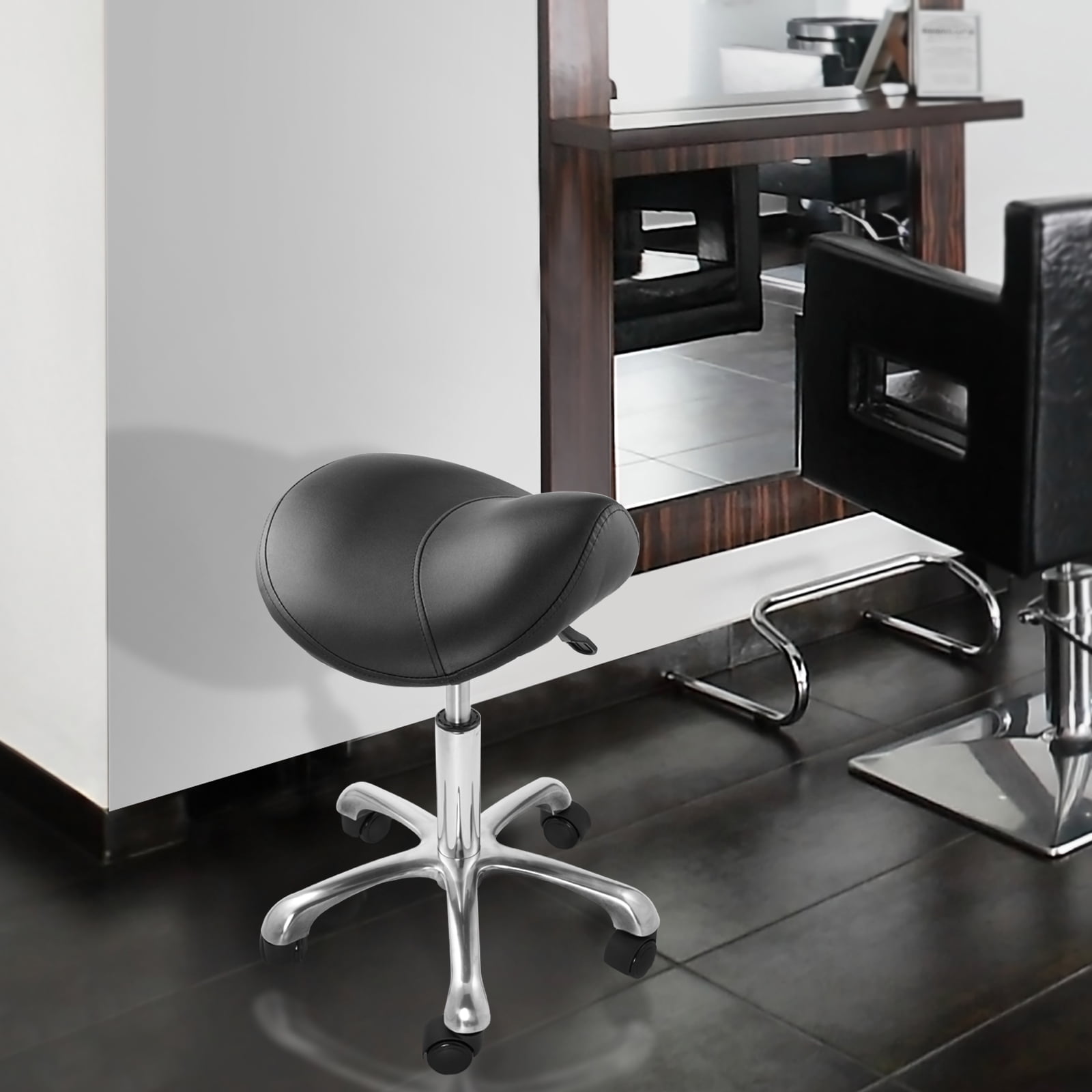 Saloniture Professional Ergonomic Saddle Stool Blue Adjustable