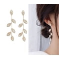 thumbnail image 2 of Par Aretes Hojas Colgante Pendiente Elegante Largo Luxury 0S90D, 2 of 3