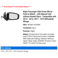 thumbnail image 2 of Right Passenger Side Power Mirror - Paint to Match - with Manual Fold - without Heated Glass - Compatible with 2014 - 2015, 2017 - 2019 Mitsubishi Mirage 2018 2020, 2 of 2
