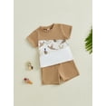 thumbnail image 5 of Baby Toddler Boy Duck Outfit 3 6 12 18 24 Months 2T 3T 4T 5T Contrast Short Sleeve T-shirts Solid Elastic Waist Shorts 2 Piece Summer Clothes Set, 5 of 9